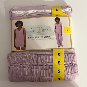 Live2Lounge Women's Purple 4-Piece Pointelle Pajama Set